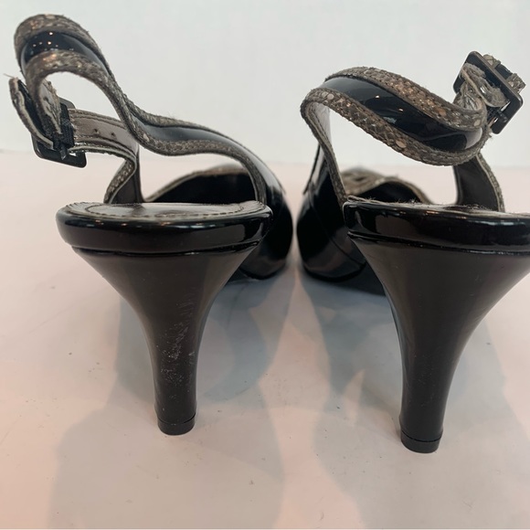 LAURA ASHLEY black/grey patent slingback heels in size 11 brand new, never worn - Picture 8 of 13